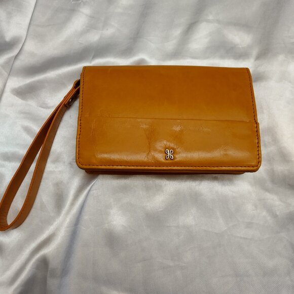 *HOBO International Tan Brown Khaki Camel Leather Wallet Wristlet Crossbody - Picture 2 of 16